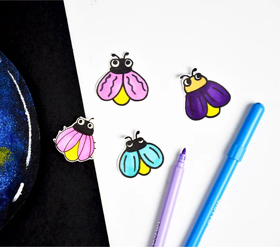 萤火虫的画法儿童画,夜晚怎么画简单又漂亮萤火虫