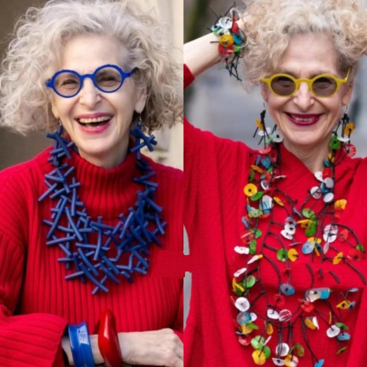 盘点潮流老奶奶穿搭,国外老奶奶牛仔时尚穿搭