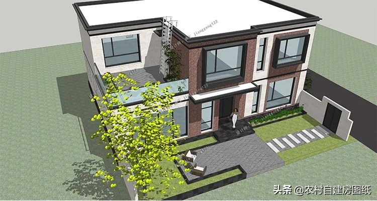 一层斜坡屋顶别墅外观效果图,新中式屋顶自建别墅造型