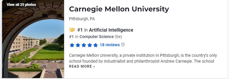 usnews人工智能专业排名,美国大学人工智能专业排名前50名