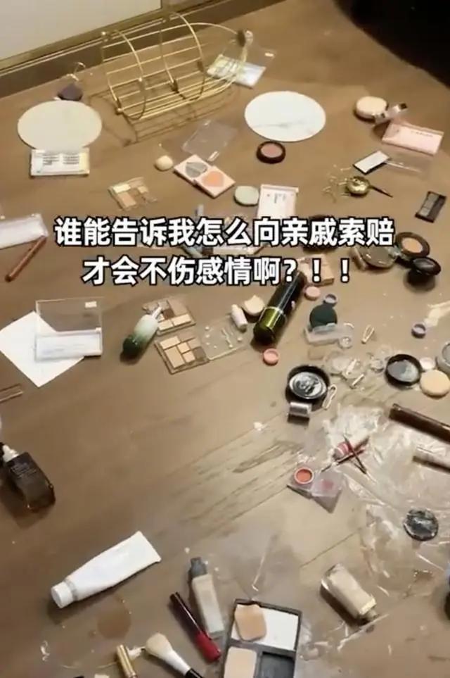 亲戚带娃做客损坏化妆品,亲戚带娃做客摔掉化妆品