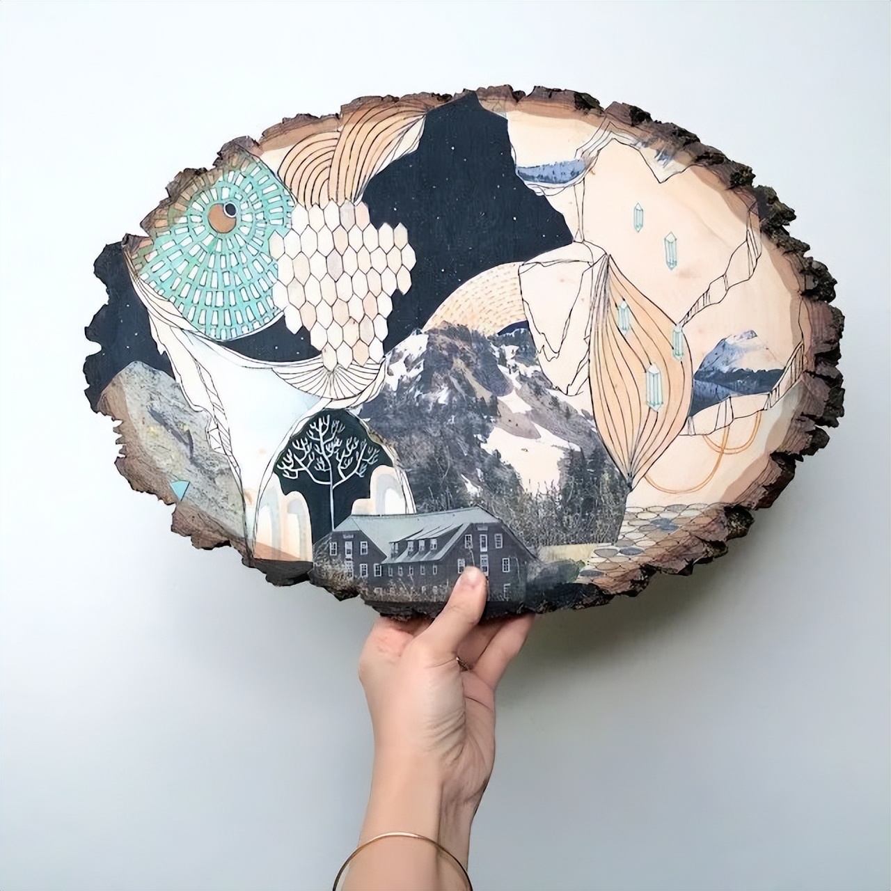 绘画风景中的山水,石头上画风景画简单