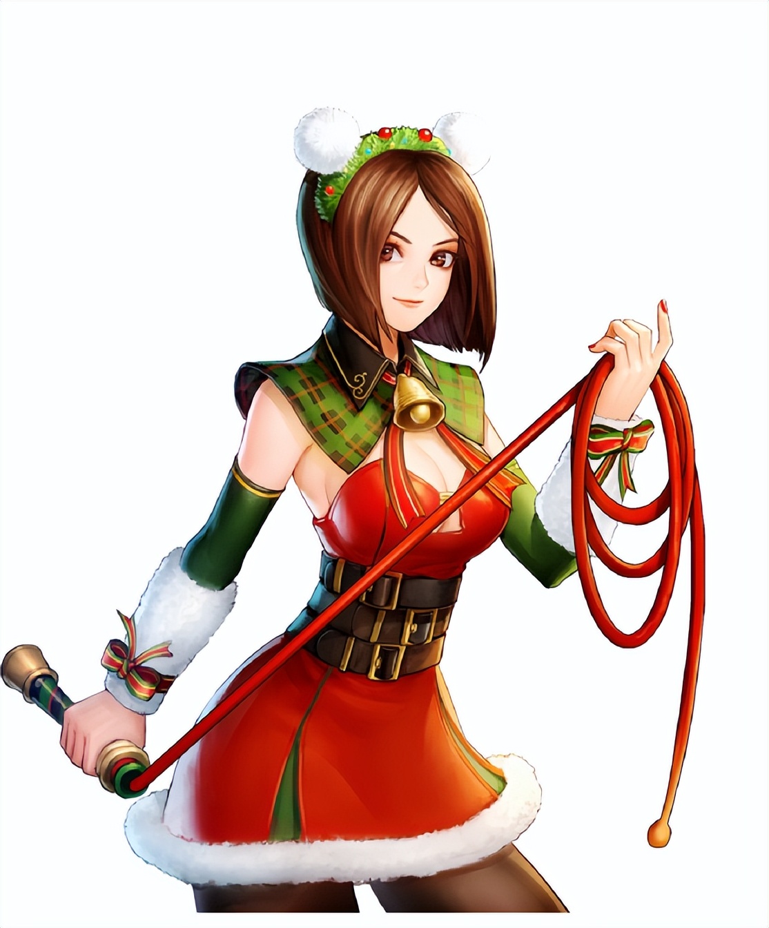 穿着严实却性感非常，十八岁就被称为“女王”，拳皇怒队鞭女薇普