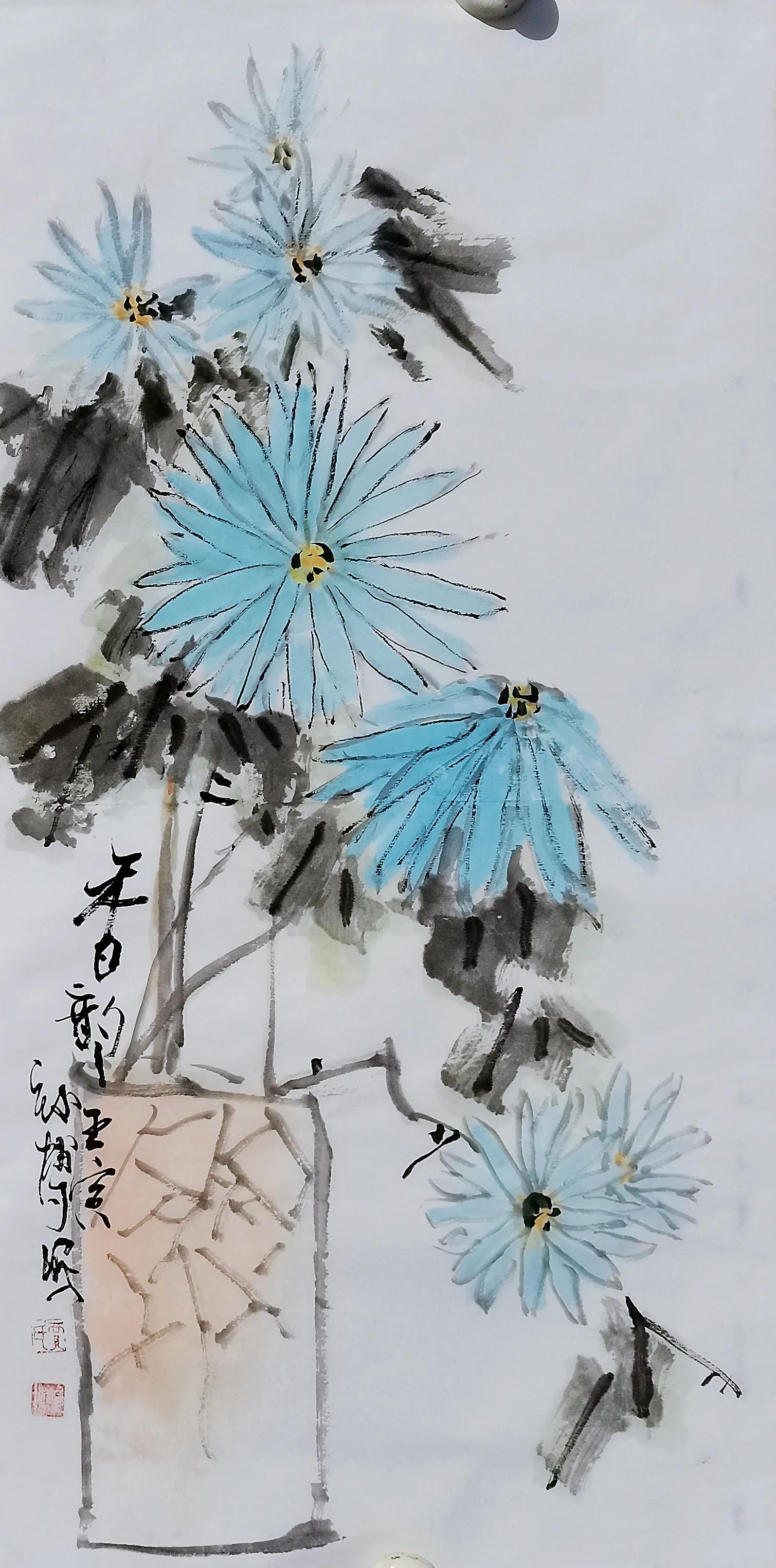 沈荣璋写意花鸟画,残荷写意花鸟画