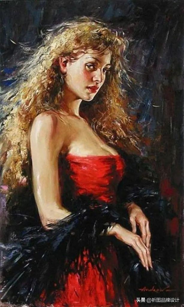 奔放狂野的舞者被安德鲁用画笔表现出来，腰窝突显的美背人体油画