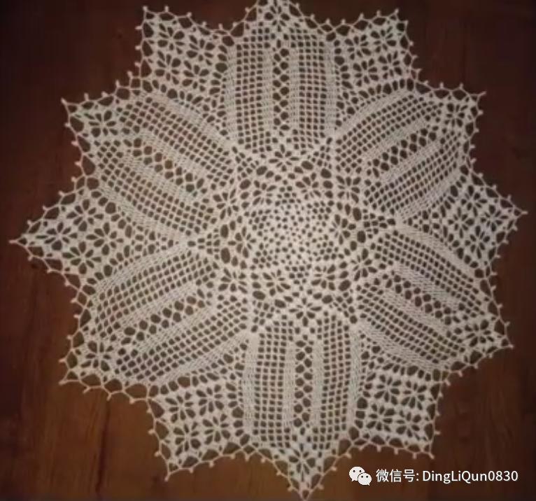 针织钩花小桌布,毛线编织钩花桌布图案