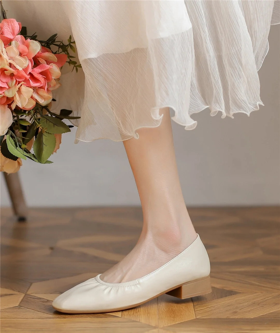 浅口鞋搭配裙子图片,浅口鞋裙子