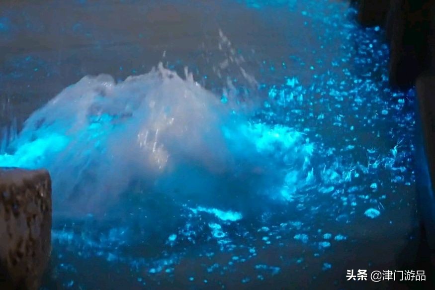 天津东疆港海岸出现荧光海，蓝色海光美轮美奂，网友评论：还有吗