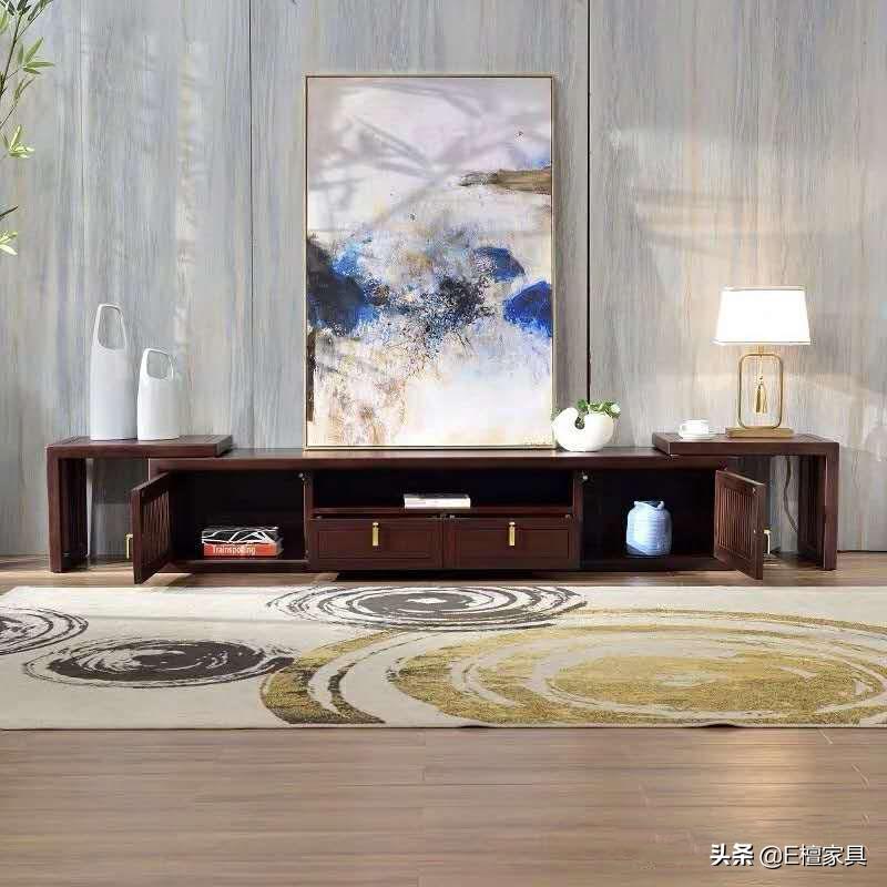 新中式电视柜两边放什么最好,新中式电视柜款式效果图