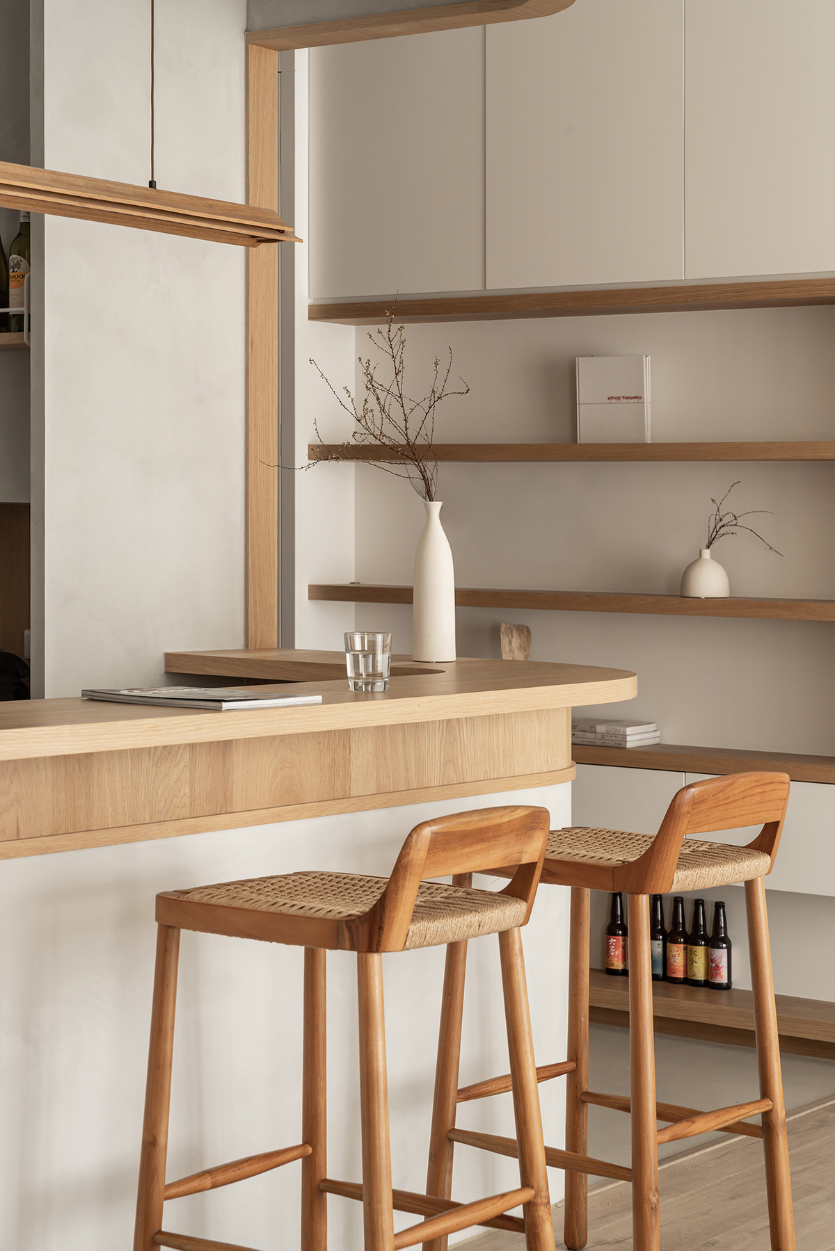 卧室日式吧台,108平方厨房客厅一体带吧台效果图