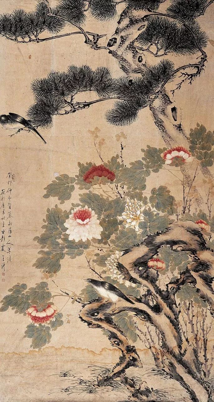 看吴昌硕画菊似乎感觉到秋风,王礼的国画作品欣赏