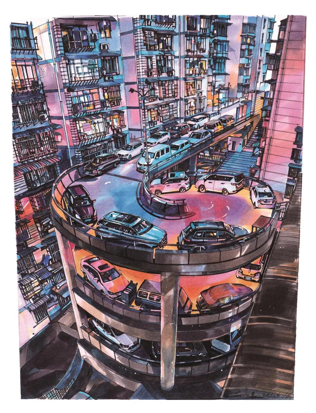 马克笔手绘风景重庆,东北一小伙手绘魔性地图