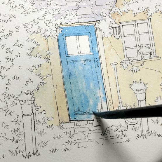 95后女孩画山水画,95后女大学生画山水课堂