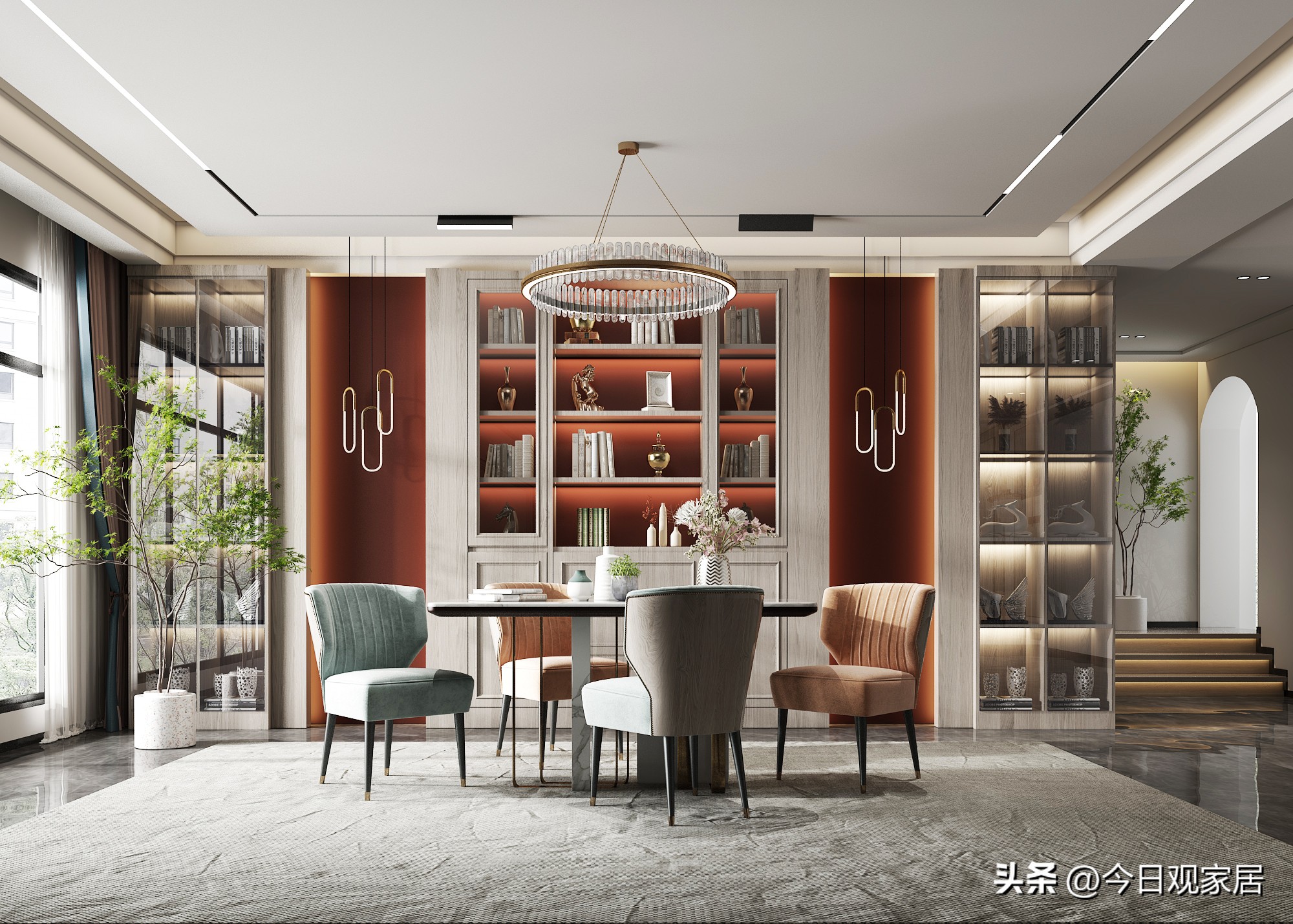 餐厅大圆桌桌面布置创意图片,特色餐厅设计风格大全