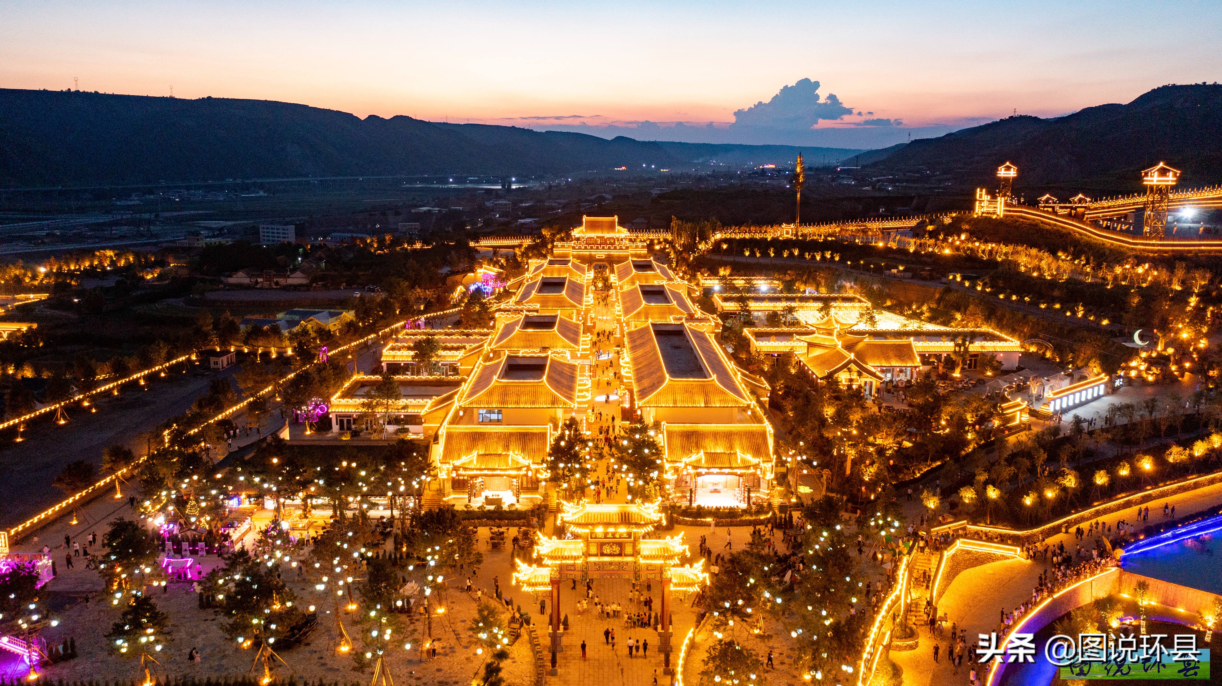 甘肃环县县城全貌航拍,甘肃环县夜景