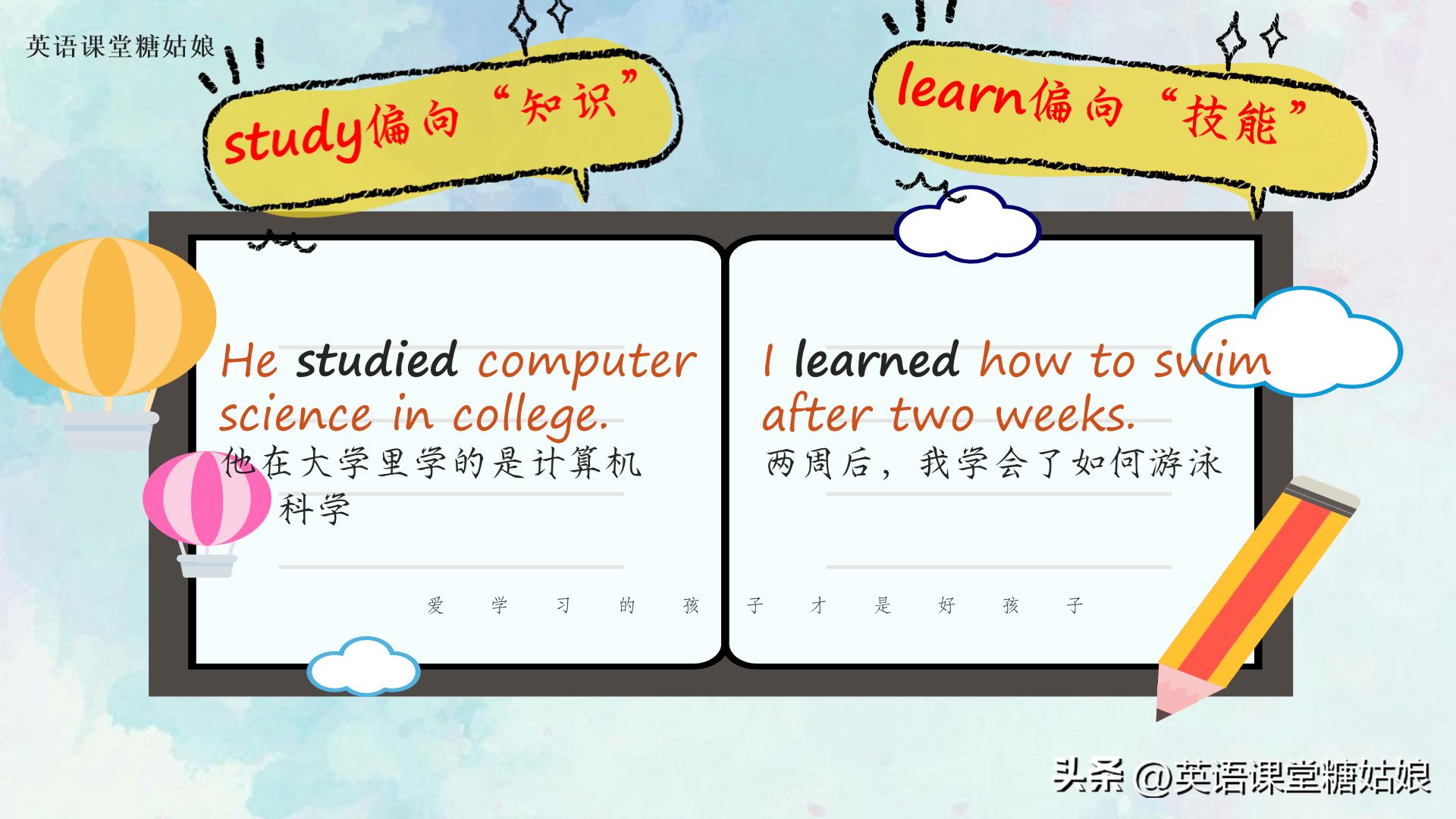 英语learn和study区别,英语口语趣谈智慧树答案24