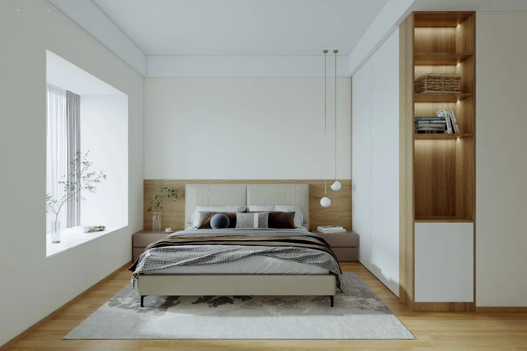 北欧原木风卧室奶咖效果图 (北欧轻奢ins风装修奶咖)