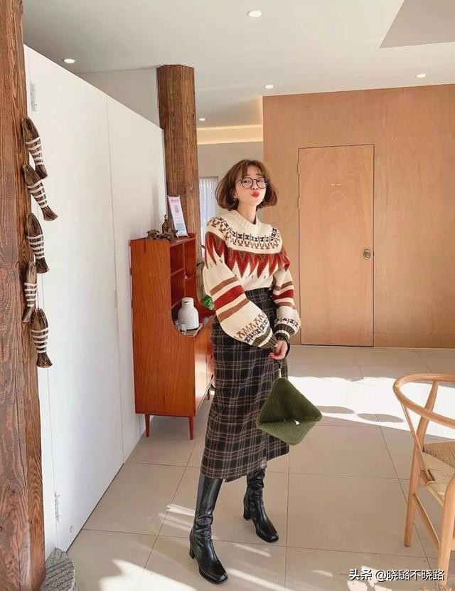 针织衫高腰显瘦开叉半身裙套装女,针织衫女裙微胖