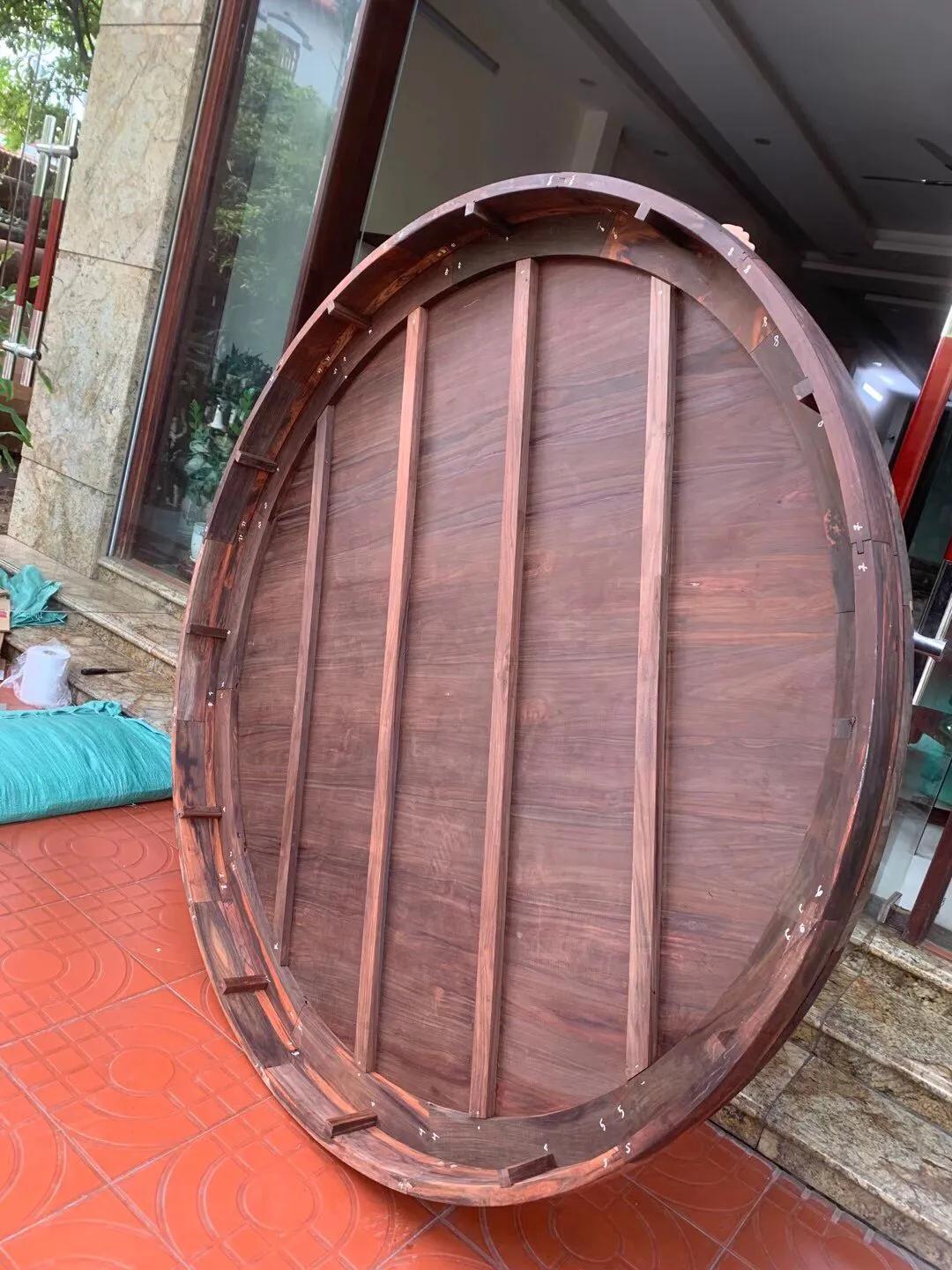 大红酸枝交趾黄檀圆桌图片,浦寨大红酸枝交趾黄檀明式餐桌