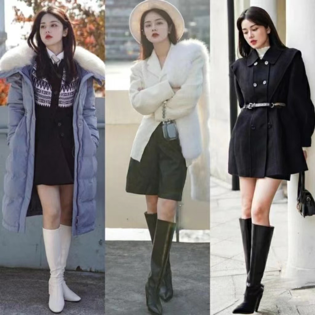 如何搭配靴子图片女款,怎样搭配长筒过膝靴子