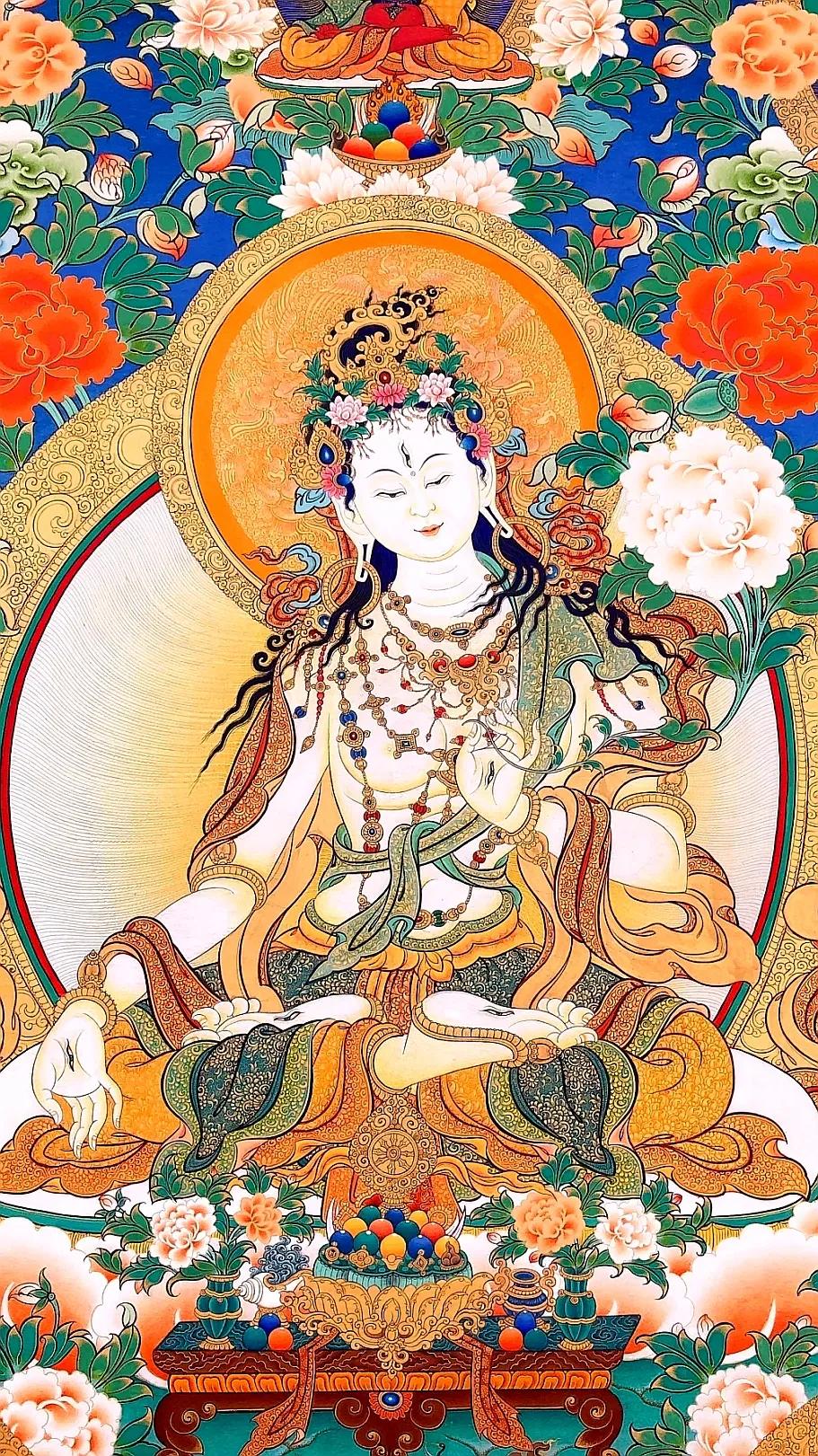 准提佛母唐卡高清壁纸,阿弥陀佛唐卡超清壁纸