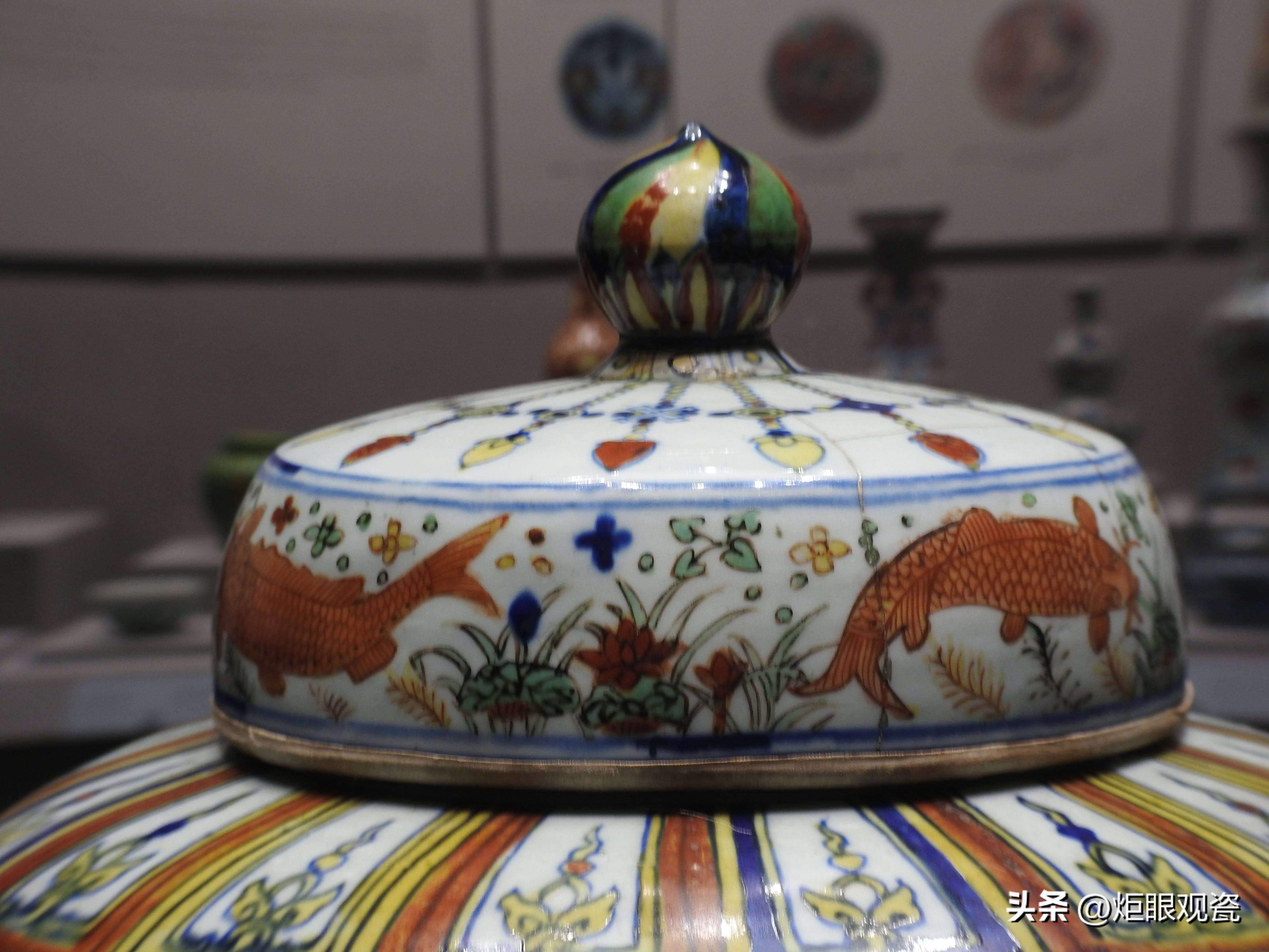 鱼乐其中——细观嘉靖五彩鱼藻纹罐的黄上红、翡翠绿、回石青
