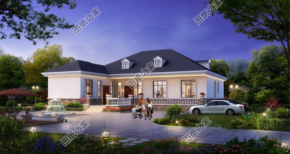 农村一层别墅不含厨房设计,七字型一层别墅厨房独立