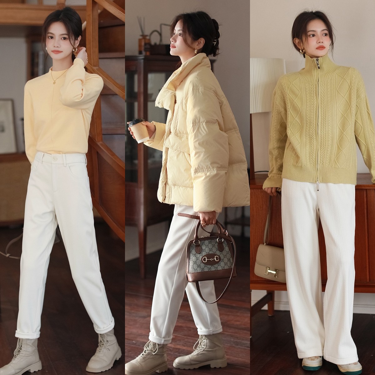 白色运动裤束脚怎么搭配上衣冬天,冬天白色休闲裤搭什么上衣最好看