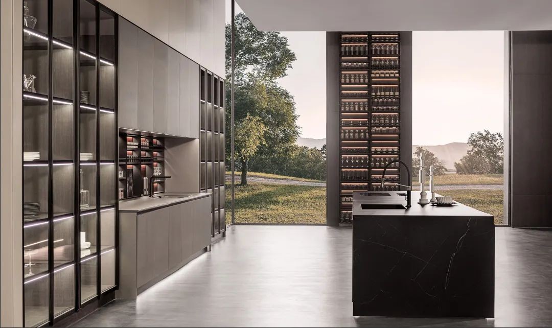 博洛尼浅灰色橱柜,博洛尼橱柜定制轻奢