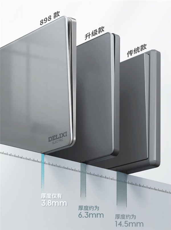 最薄3.8mm!德力西DE898御彩超薄玻璃系列“超薄”开关天花板