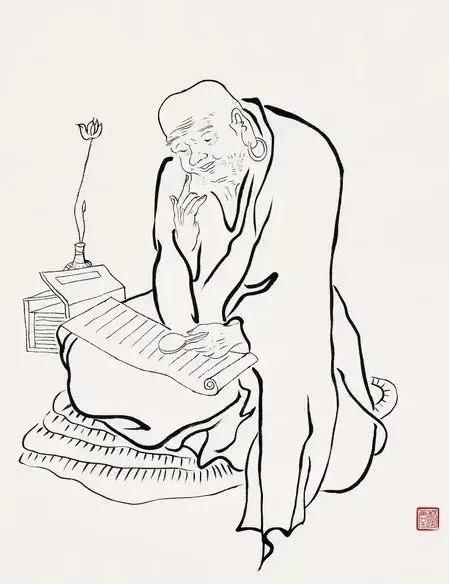 工笔白描罗汉图这线条美绝了,罗汉佛工笔白描图片