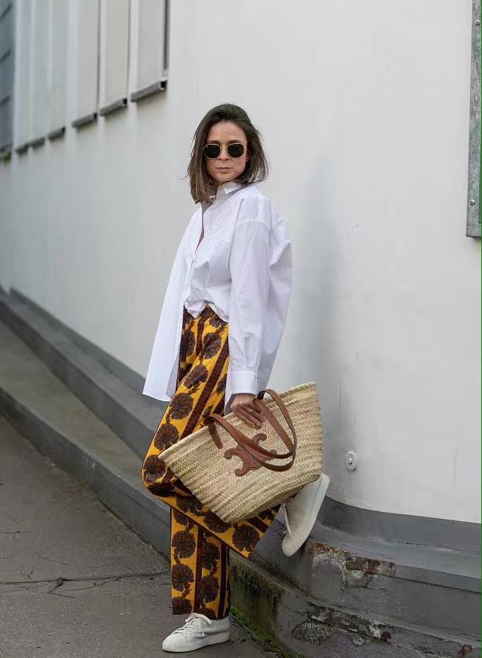 草编包日常搭配,野餐包简约