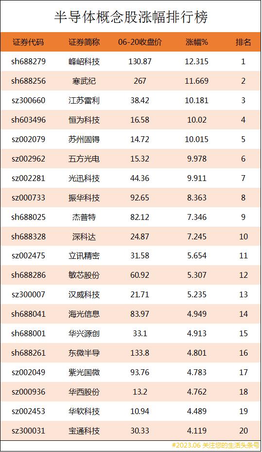 半导体概念股龙头股有哪些,半导体概念股最有潜力排名前十名