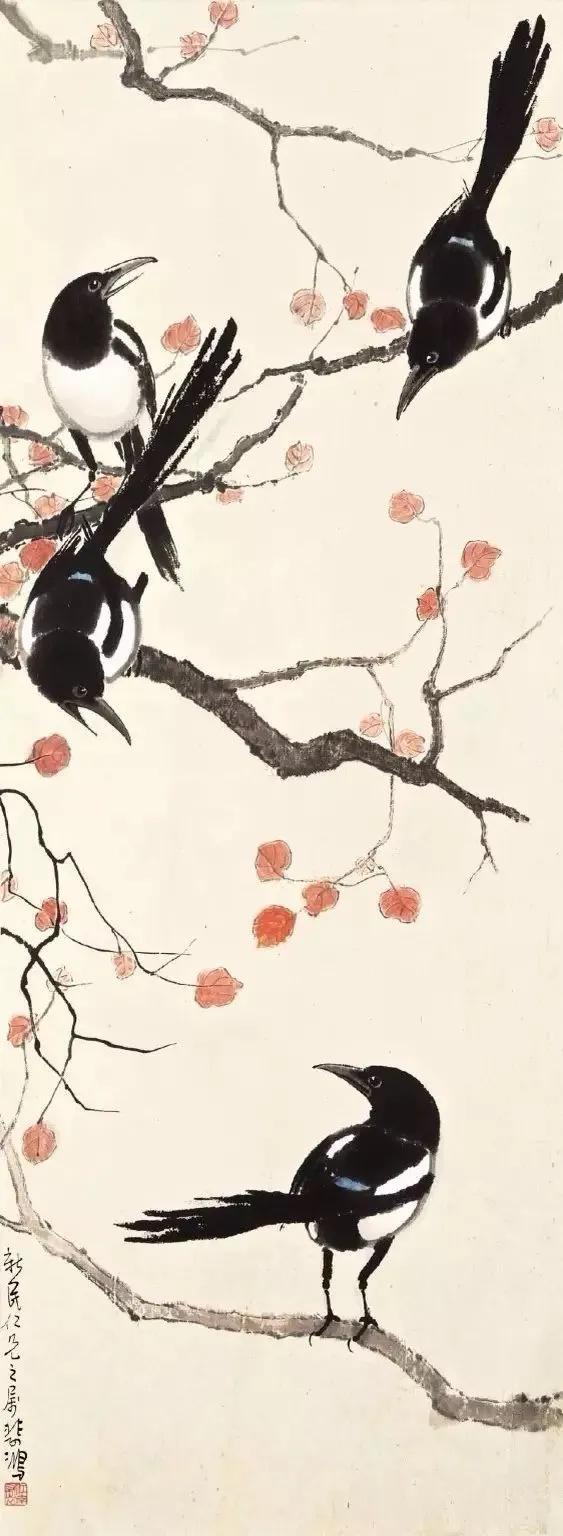 国画梅花与喜鹊的寓意,喜鹊柿子画寓意