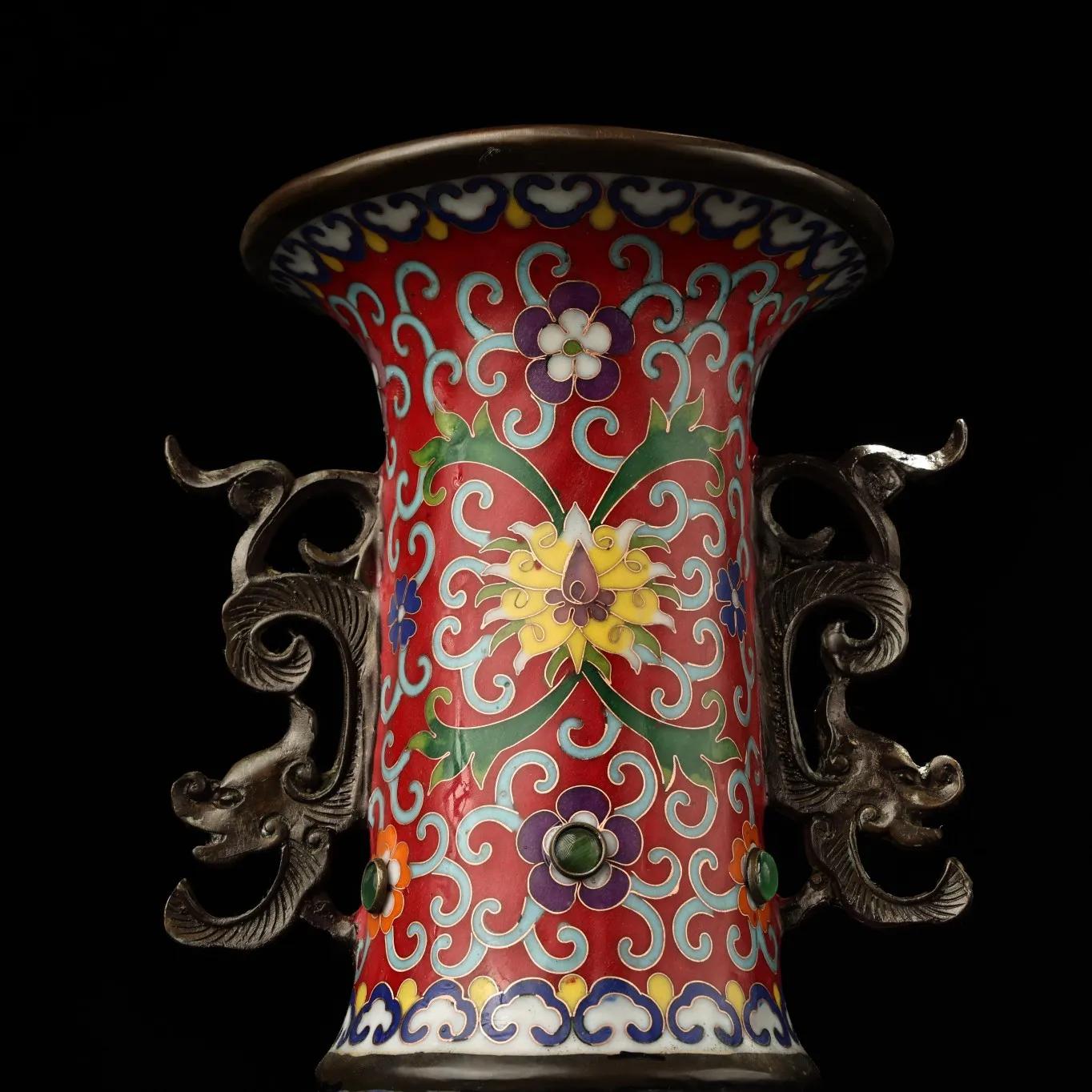 清末掐丝珐琅花瓶欣赏,大清乾隆年制掐丝珐琅花瓶图片