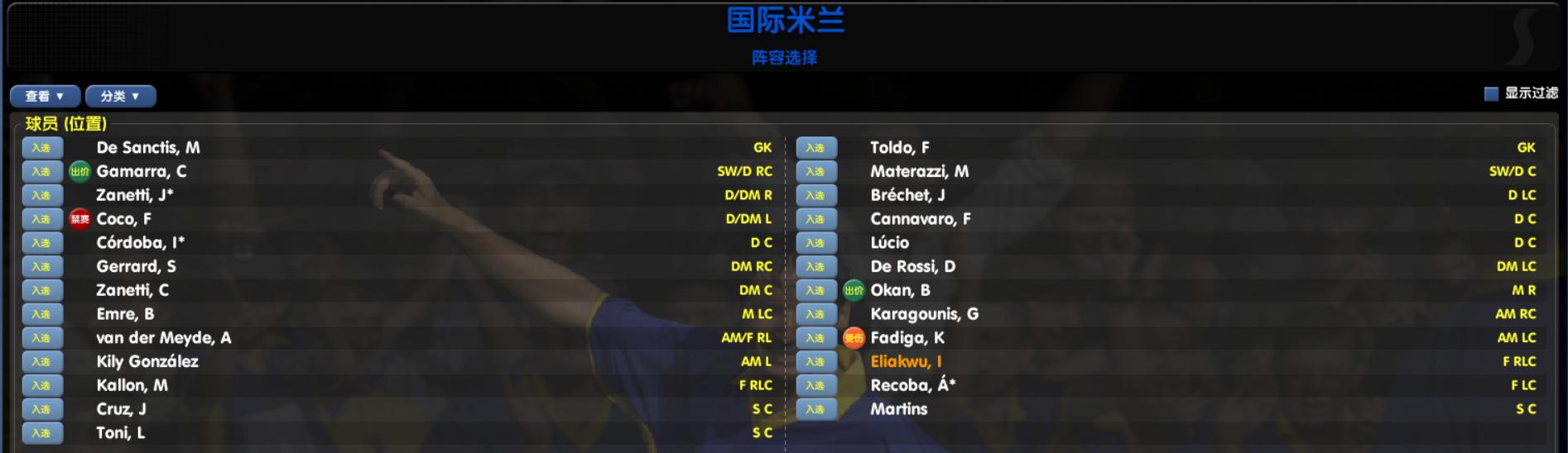 国际米兰0304阵容,国际米兰00-01赛季阵容