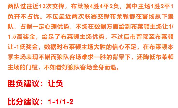 英超竞彩推荐布莱顿vs曼联,狼队对布莱顿竞彩比分预测