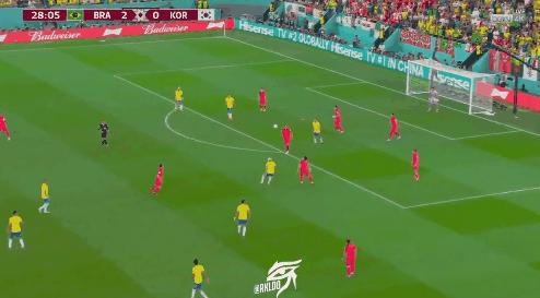 巴西队4-1战胜韩国最精彩进球,巴西半场4比0领先韩国评述