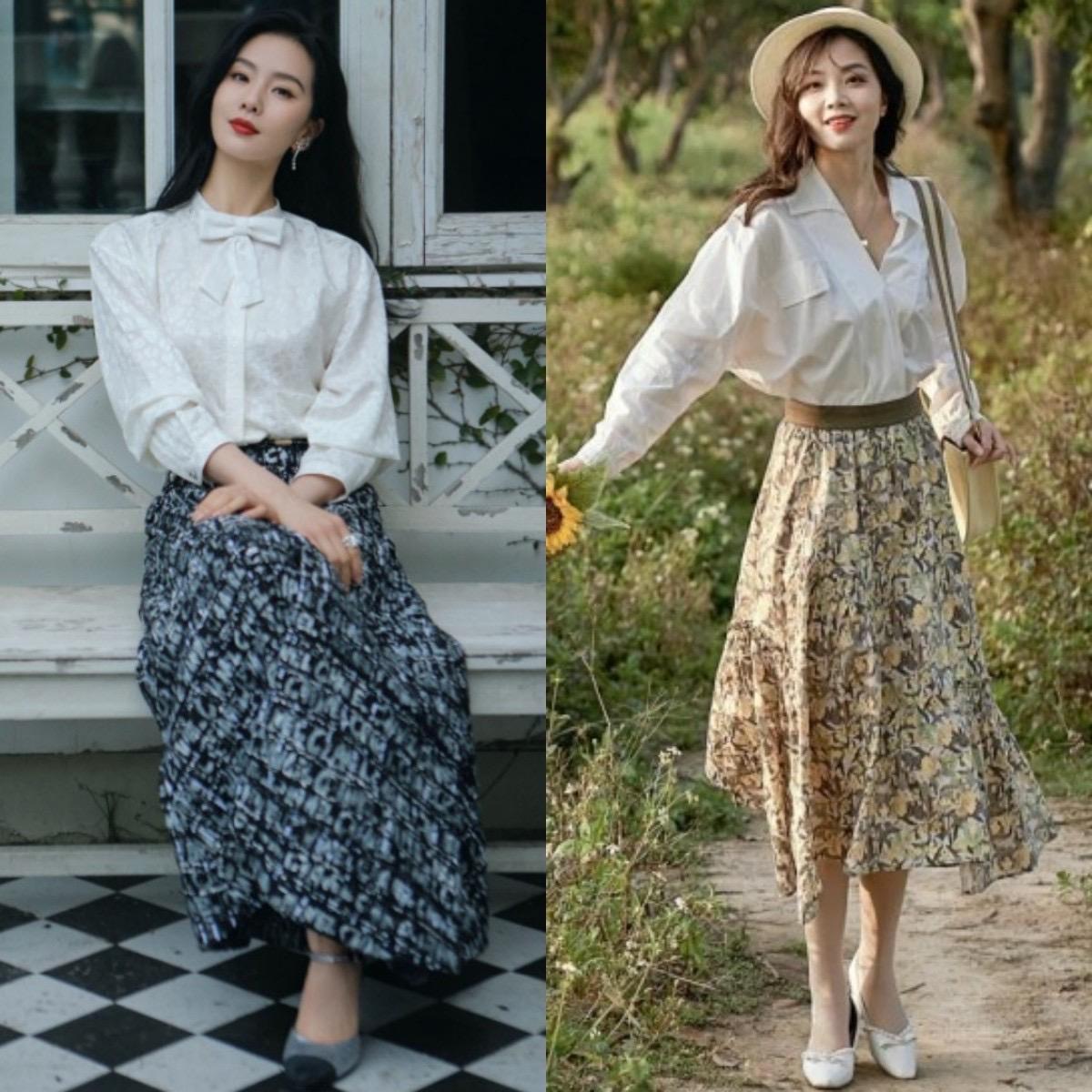 30+的女人，建议穿“裙子+平底鞋”，时髦百搭，舒适还不累脚