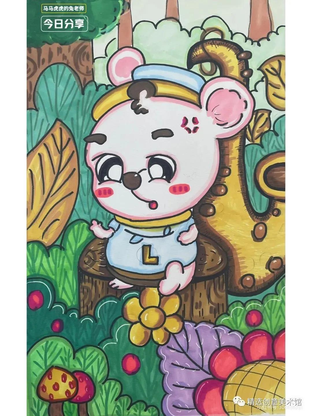 马克笔画儿童故事插画图,儿童简单马克笔绘画创意3-6岁