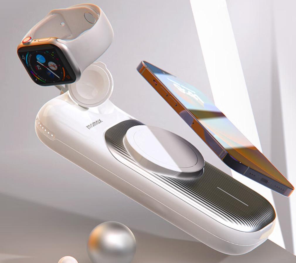 摩米士苹果认证三合一无线充电宝,摩米士苹果三合一无线充