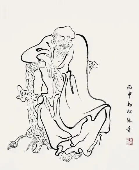 工笔白描罗汉图这线条美绝了,罗汉佛工笔白描图片