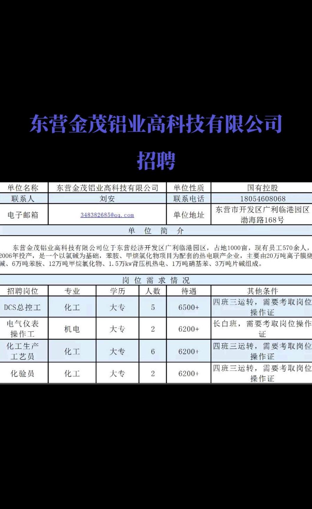 东营金茂铝业招聘待遇,东营金茂铝业招聘