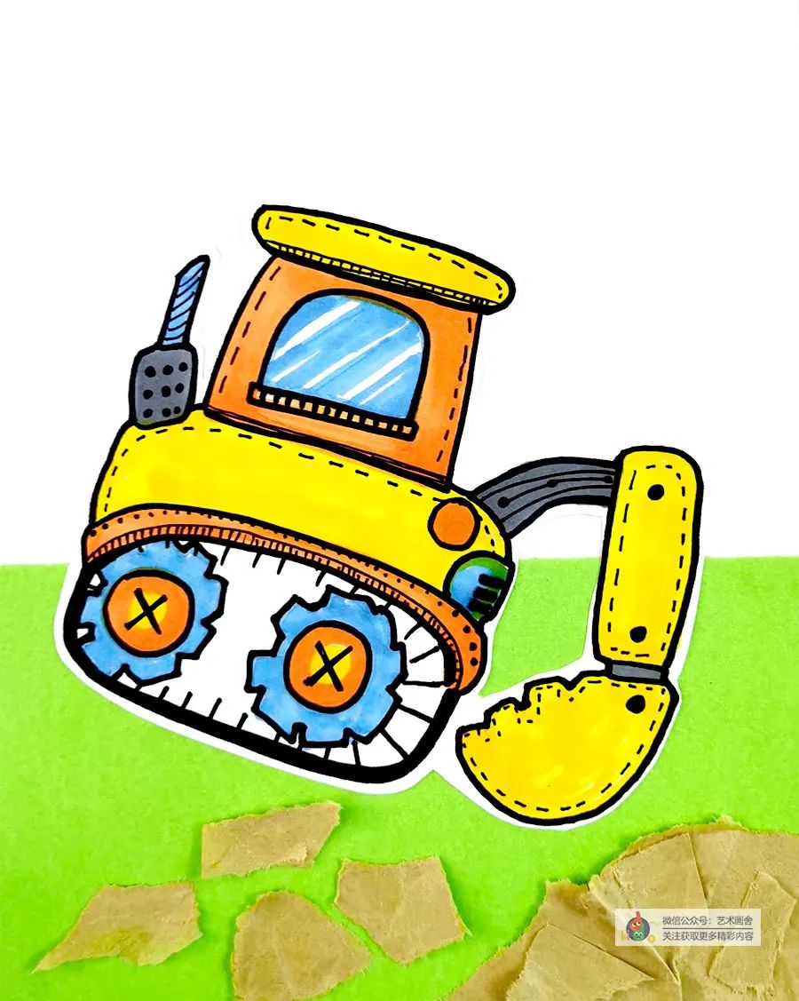 画儿童挖掘机画,怎么画挖掘机儿童画