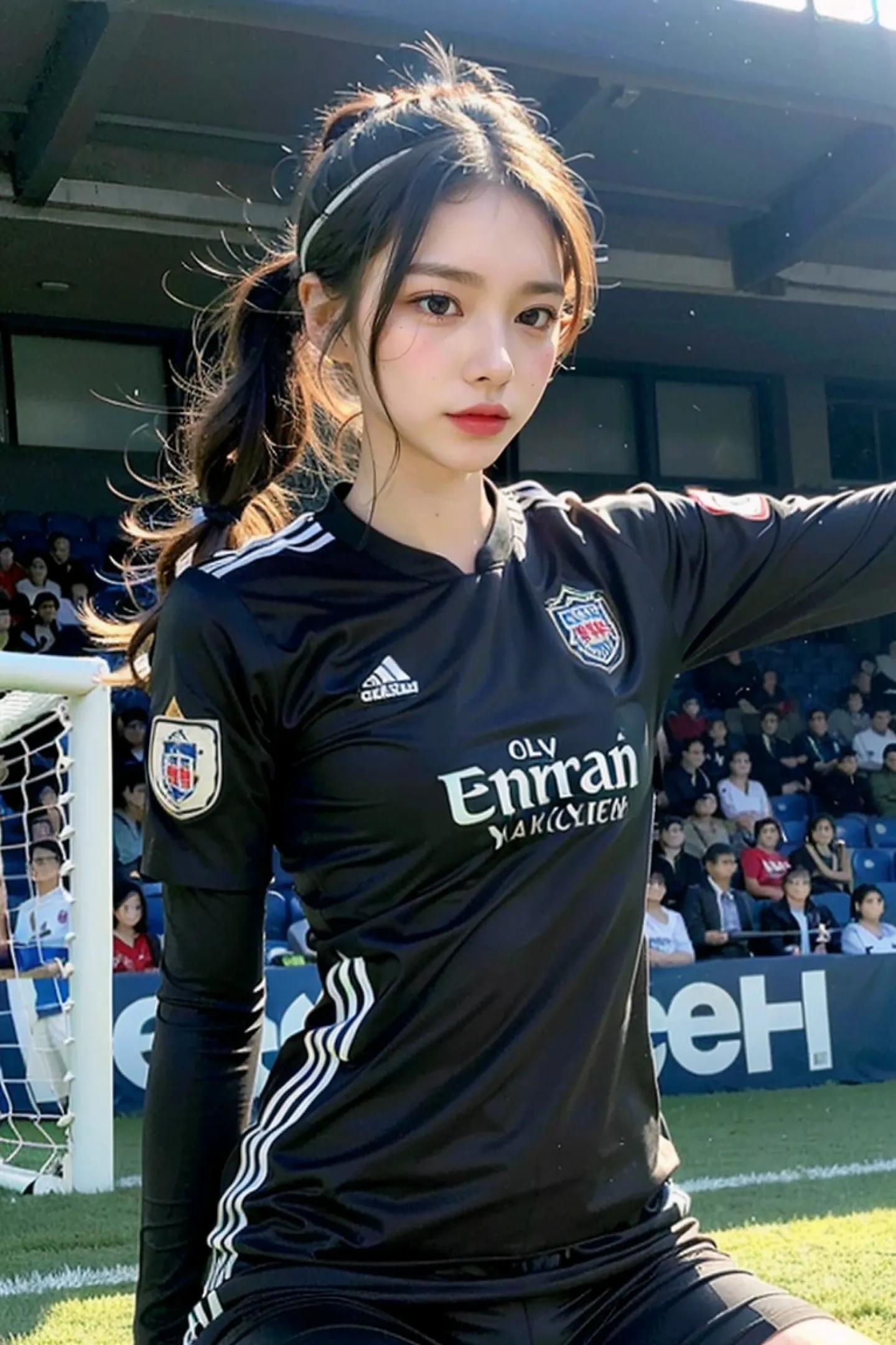 足球场上最美的女孩,足球场上踢球的女生