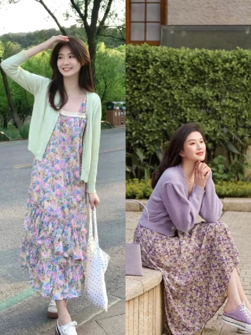 碎花连衣裙球鞋搭配图,日常碎花裙搭配什么鞋子好