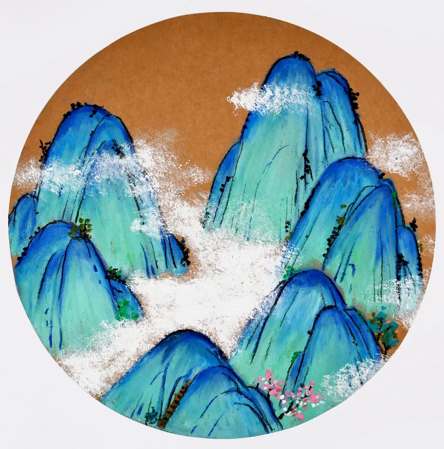 用油画棒模仿千里江山图,青绿山水千里江山图油画棒