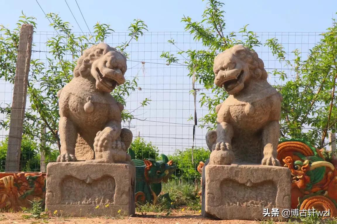 庭院看门石墩,青石看门麒麟