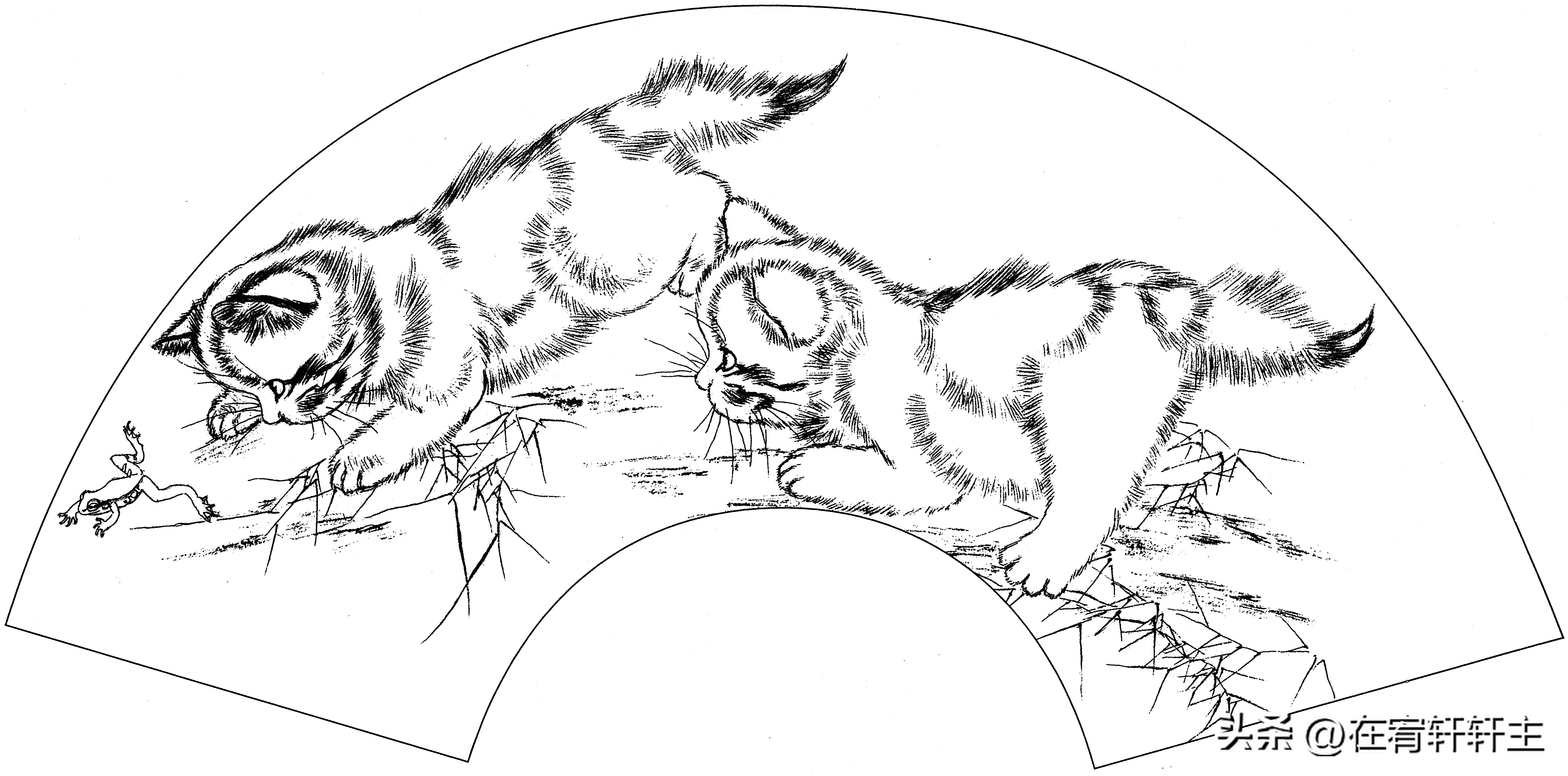 工笔白描祥云图案扇面,工笔扇面葡萄白描图片