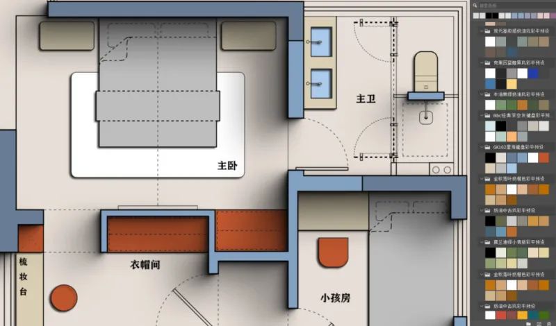 用了这PS材质配色预设，轻松搞定彩平图